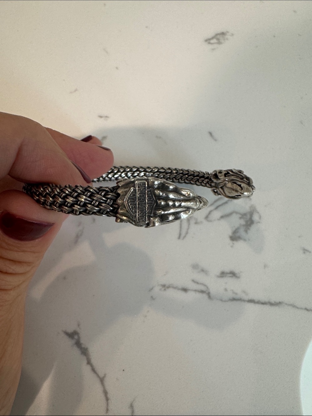 Harley-Davidson Sterling Silver Eagle Head & Claw Chain Bracelet - Silver